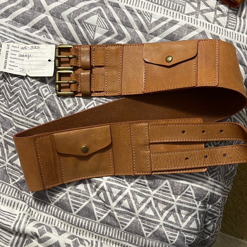 ROUGH ROSES LLC orange/tan belt style WR-323 vintage, leather NWT